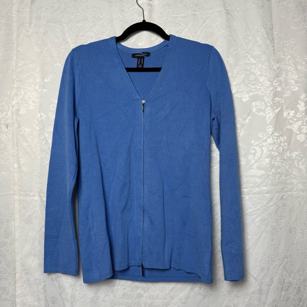 Lands End Zip Up V Neck Sweater Size‎ XS